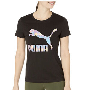 PUMA Womens Graphic Tee X-Small Puma Black-tiedye